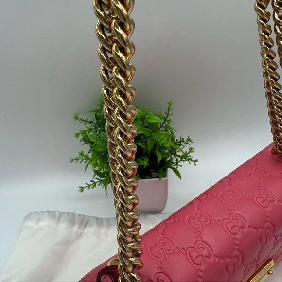 GUCCI GG Microguccissima pink Padlock Leather Chain Shoulder bag ❤️ - Picture 11 of 12